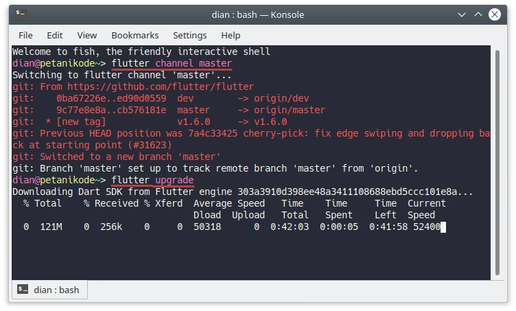 Upgrade Flutter ke versi terbaru