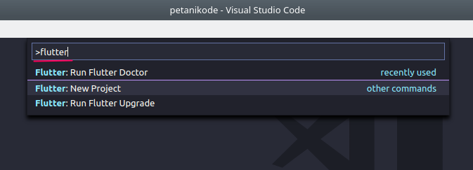 Perintah dasar Flutter di VS Code