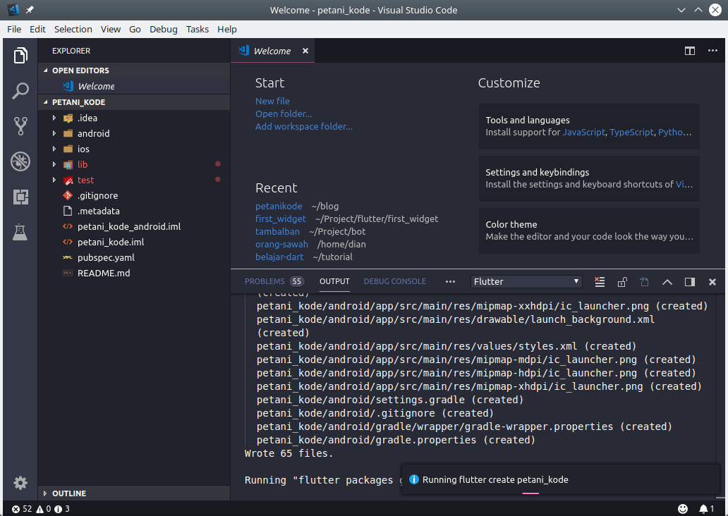 Pembuatan project Flutter