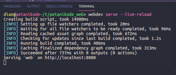 Menjalankan server dengan live reload