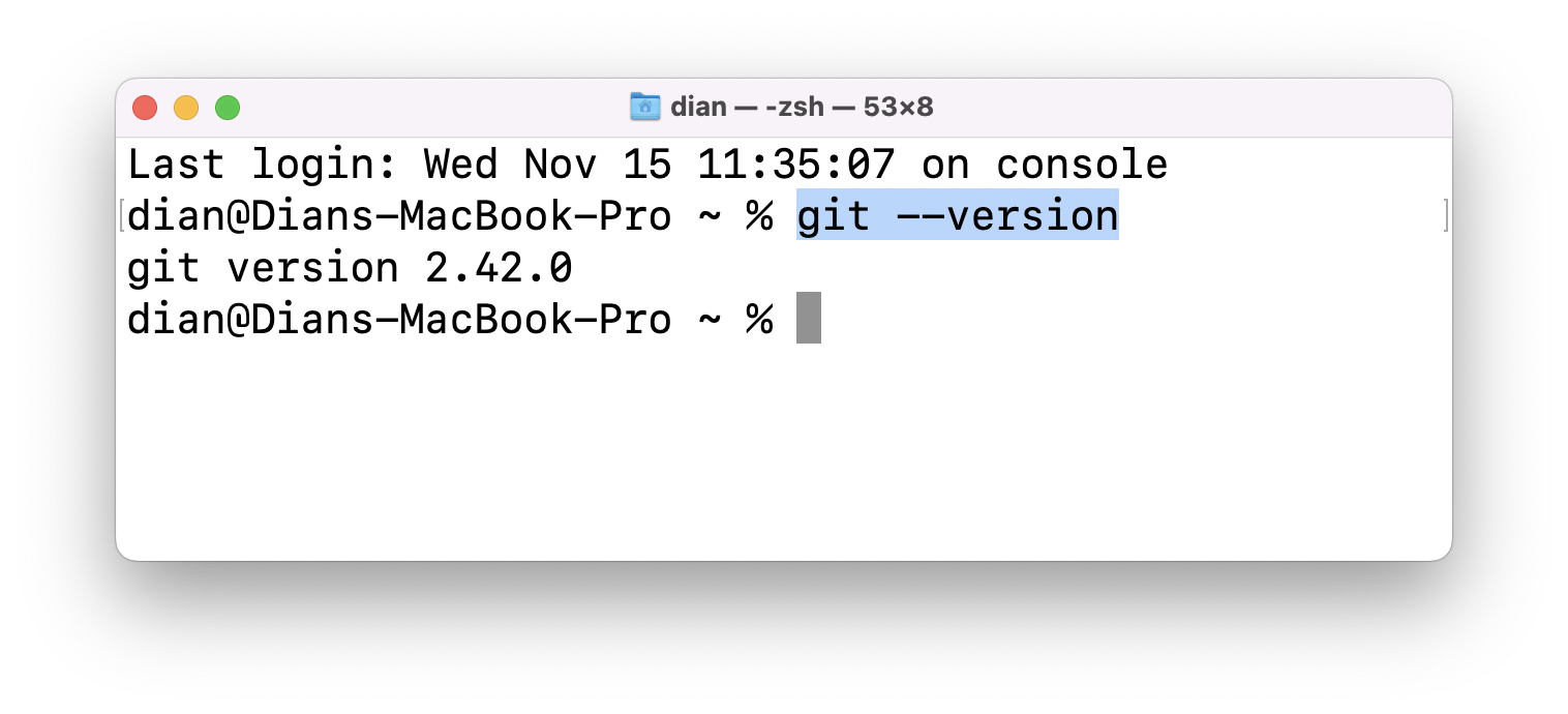Versi Git di MacOS