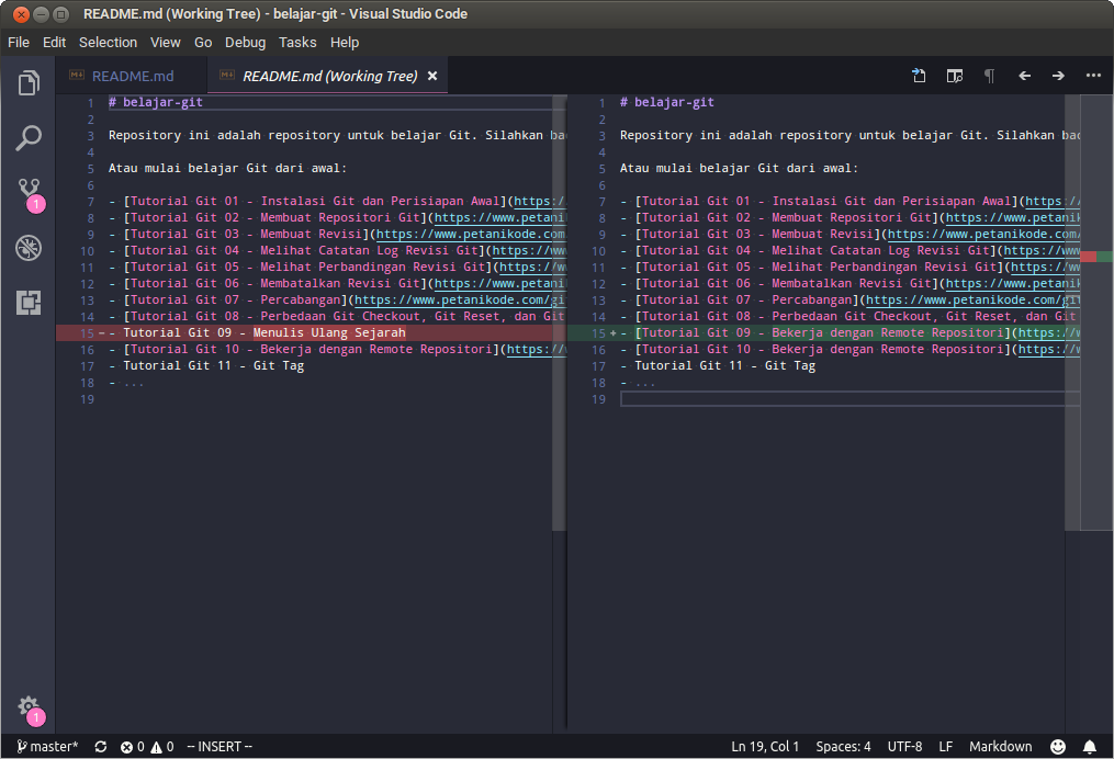 Git diff di lokal repositori