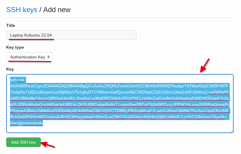 Tambah SSH Key ke Github