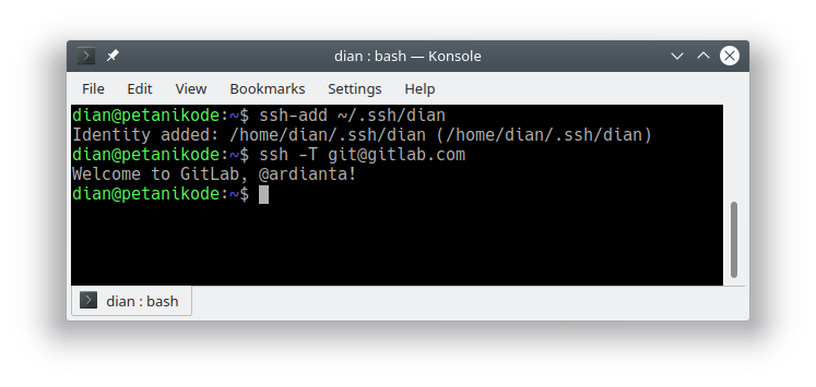 Percobaan koneksi SSH Gitlab