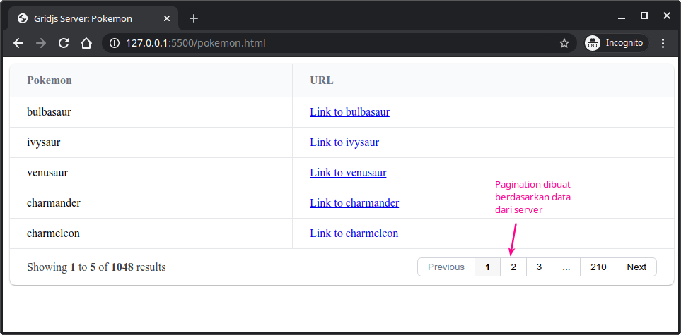 server side pagination