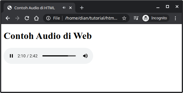 Contoh audio di HTML