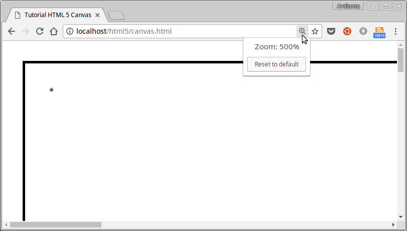Hasil menggambar titik pada canvas