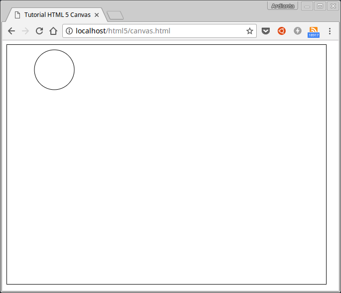 Hasil menggambar lingkaran pada canvas
