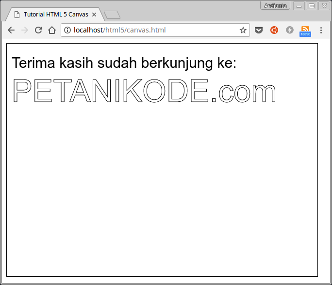 Hasil menggambar teks pada canvas