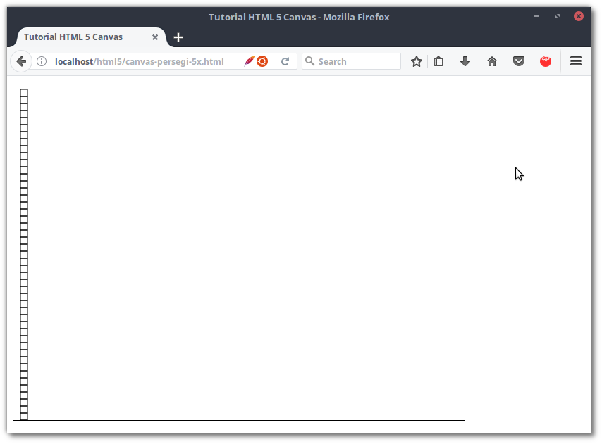 Menggambar 50 persegi dengan titik y berubah-ubah