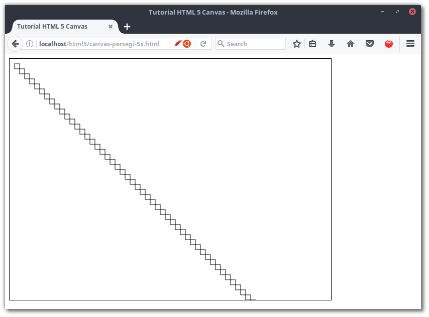Menggambar 50 persegi dengan titik y=x