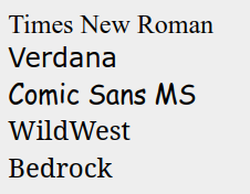 contoh hasil tag font