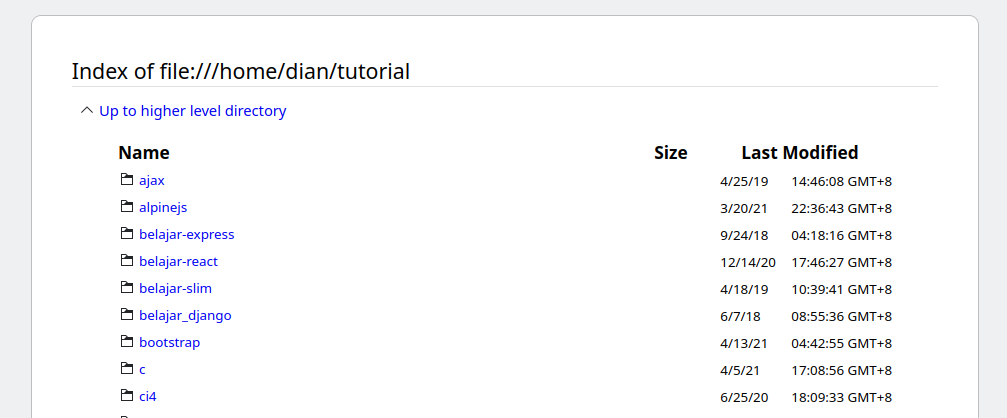 list file in browser