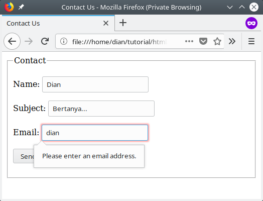 Form contact error
