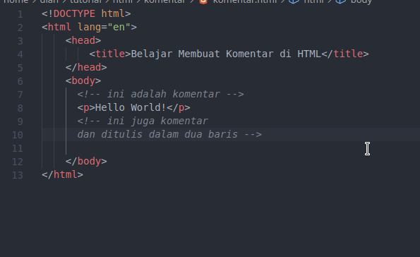 Komentar dengan VS Code