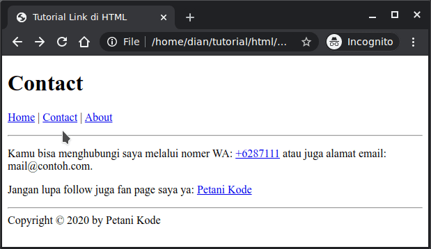 Contoh eksternal link di HTML