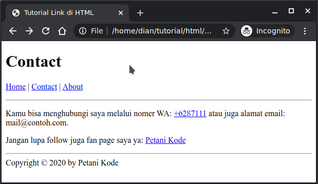 Contoh eksternal link di HTML