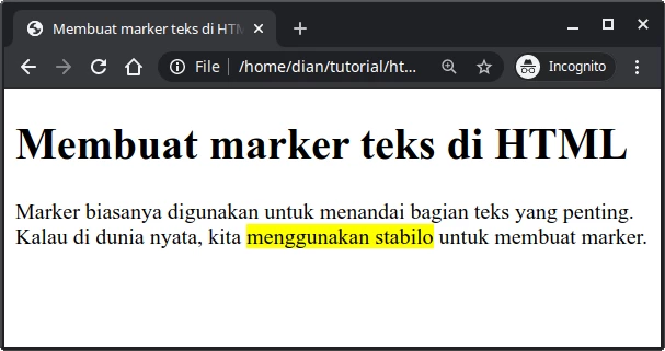 Contoh marker di HTML