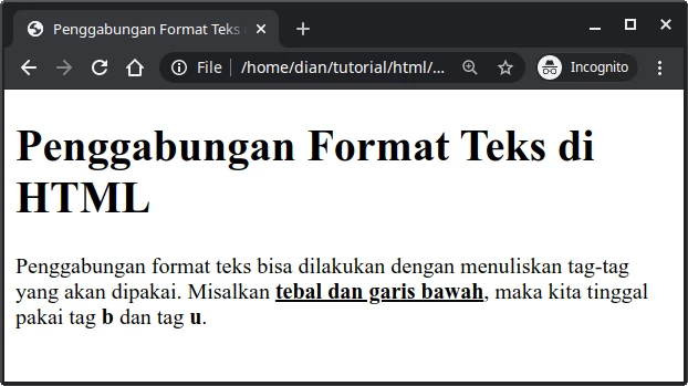 contoh penggabungan tag format