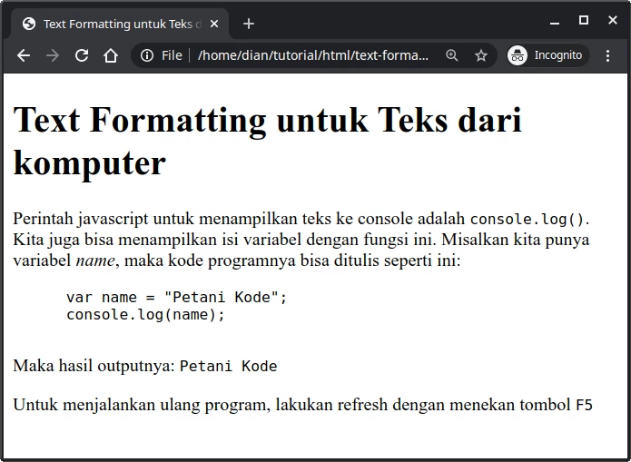 Text formatting untuk komputer