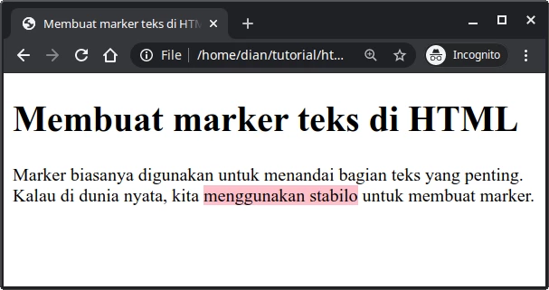 Contoh marker berwarna pink