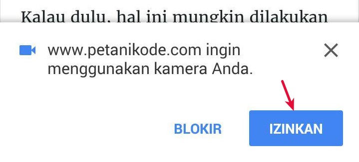 Izin akses Webcam di Google Chrome Android