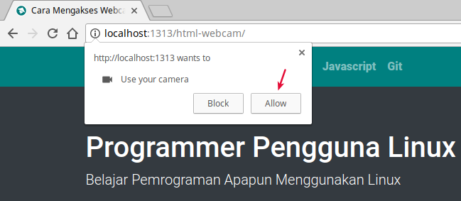 Izin akses Webcam di Google Chrome