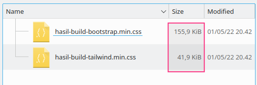 Perbedaan hasil build tailwind dengan bootstrap