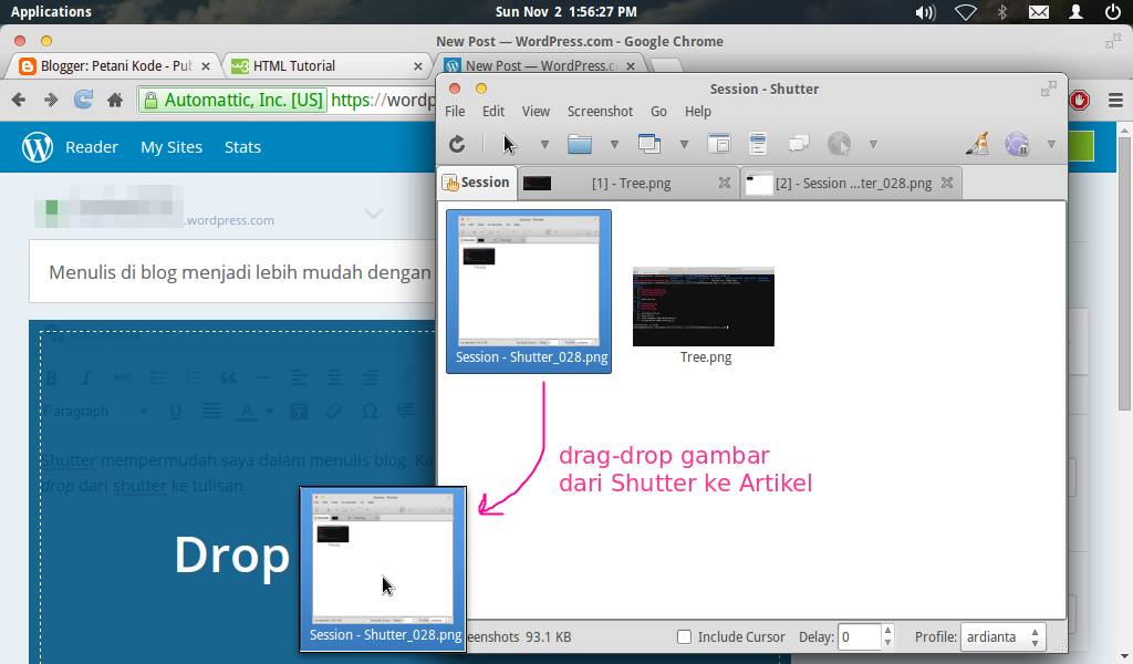 Drag and drop gambar ke artikel