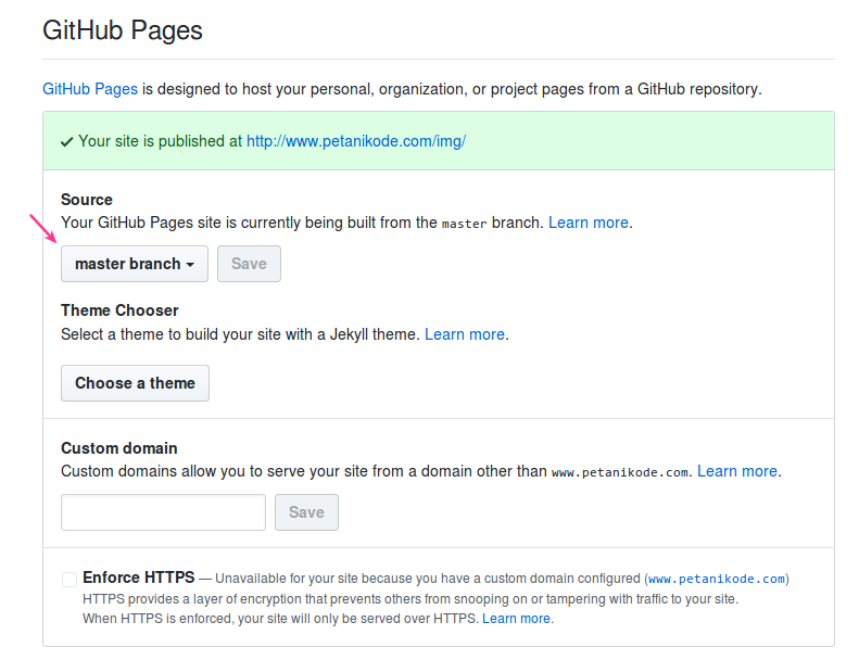 Pengaturan Github Pages