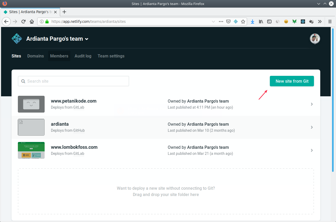 Membuat Web baru dari Git
