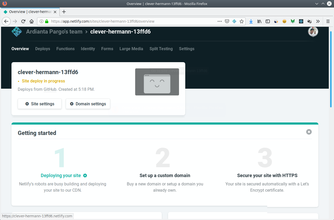 Deploy sedang berjalan