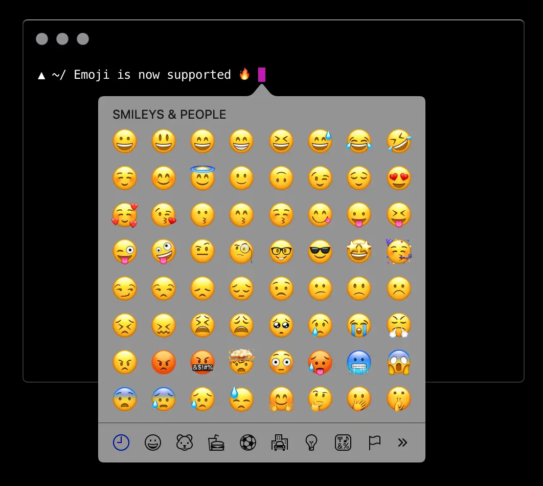 Dukungan emoji pada Hyper
