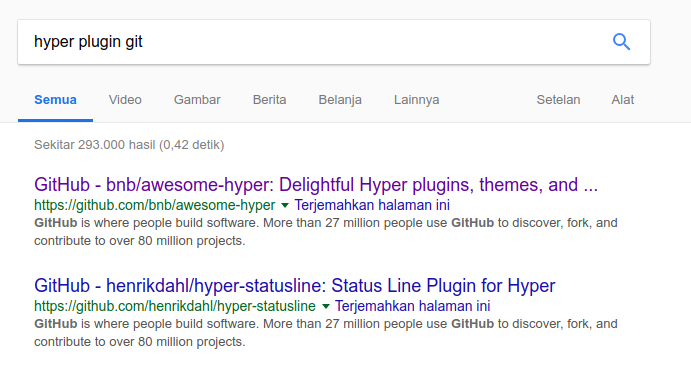 Mencari Plugin Hyper di Google