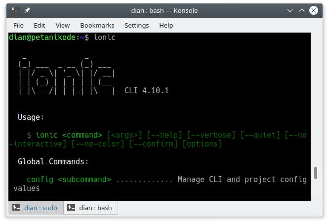 Versi Ionic CLI