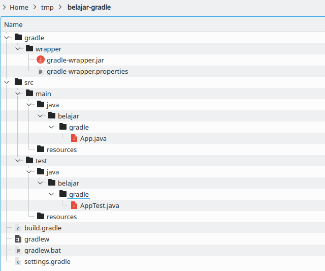 Struktur proyek Java dengan Gradle