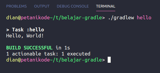 Menjalankan task hello