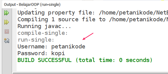 Output contoh constructor dengan parameter