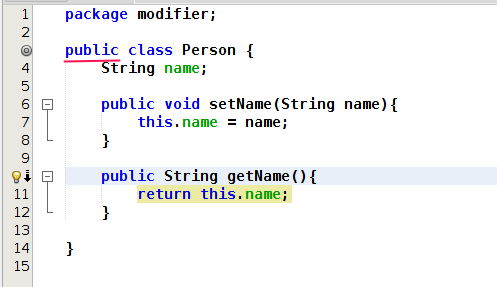 Menambahkan modifier pada class Person Menambahkan modifier pada class Person