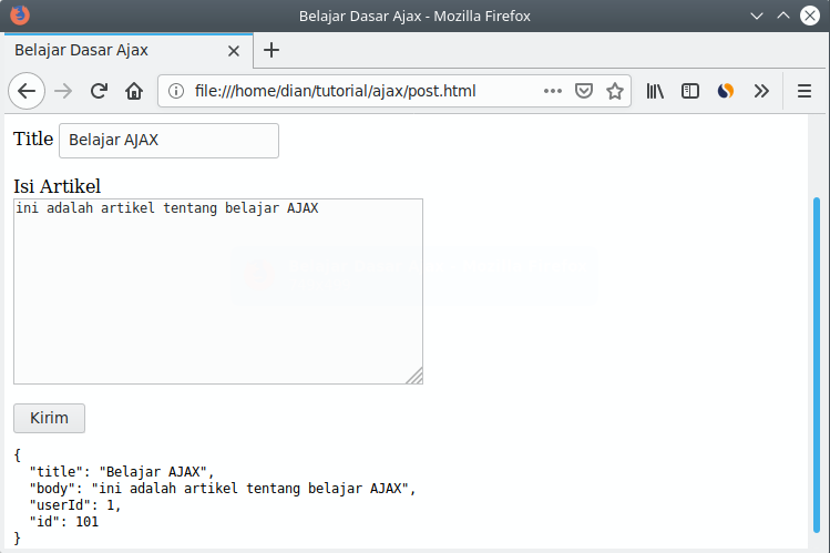 Mengirim data dengan AJAX