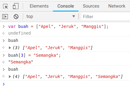 Menambahkan data ke dalam array