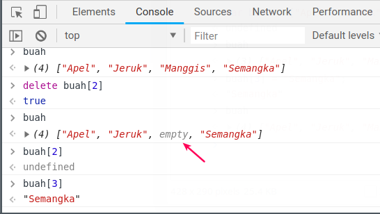 Menghapus data dengan delete