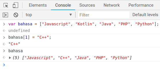 Ubah data pada array