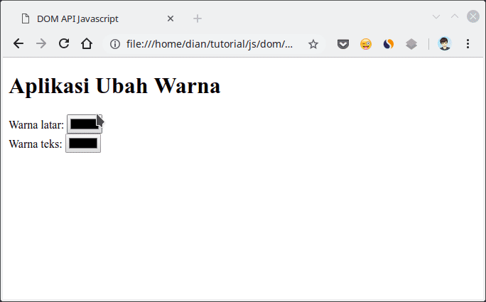 Aplikasi mengubah warna dengan Javascript