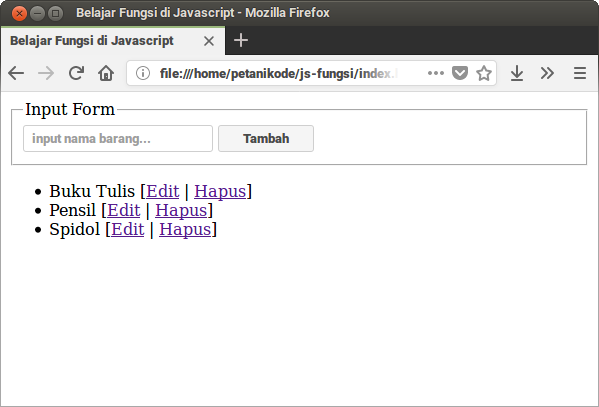 Program fungsi dengan javascript