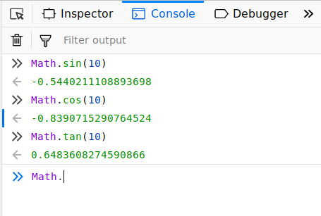 Trigonometri console javascript