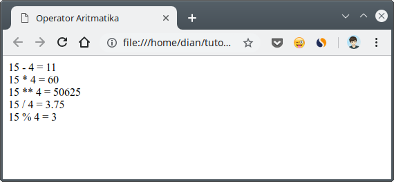 Operator aritmatika di Javascript