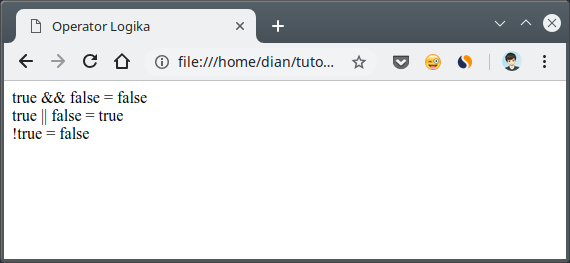 Contoh operator logika di javascript