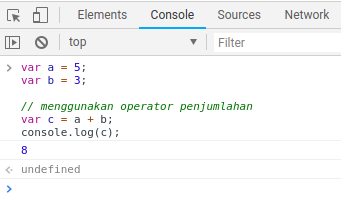 Operator penjumlahan pada javascript