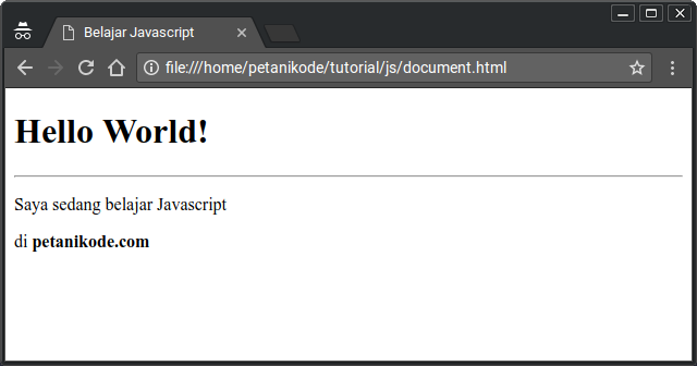 Contoh output ke dokumen HTML